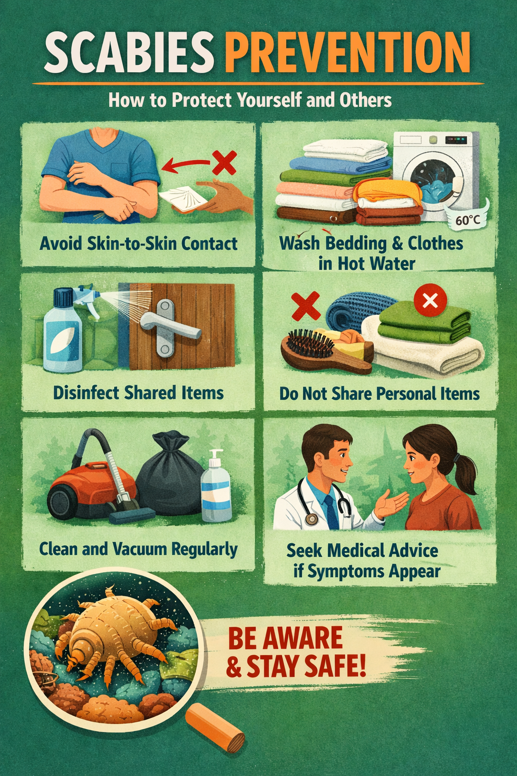 چگونه از سرایت اسکبیس (گال یا خارشک) به اعضای فامیل جلوگیری کنیم؟